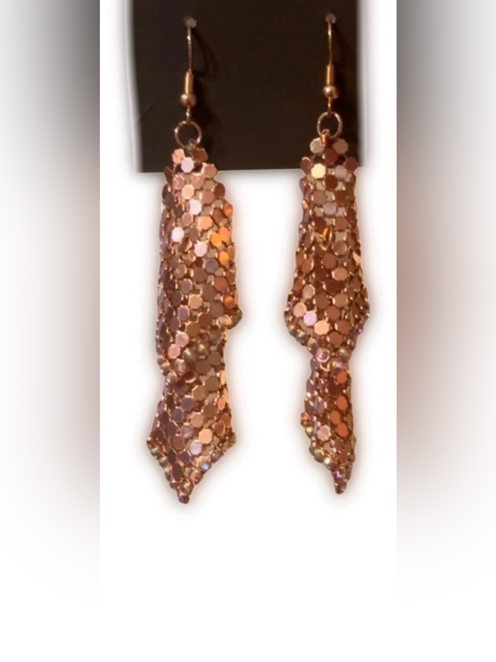 Light Pink Sparkle Mesh Statement
Earrings With Rhinestones - Picture 5 of 5